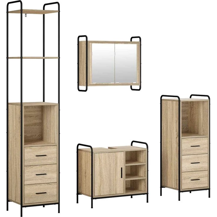 vidaXL Badezimmerschrank-Set 4 stk. Sonoma-Eiche 40 x 36 x 200,5 cm 3444676 – Bild 2