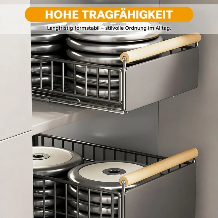 LEMLIT Küchenregal 2Pack Faltbarer Ausziehbare Schubladen-Regalaufbewahrung, 2 Packung 2-tlg, 2 Stück Teleskopschublade, Faltbarer Schrank-Organizer für die Küche – Bild 4