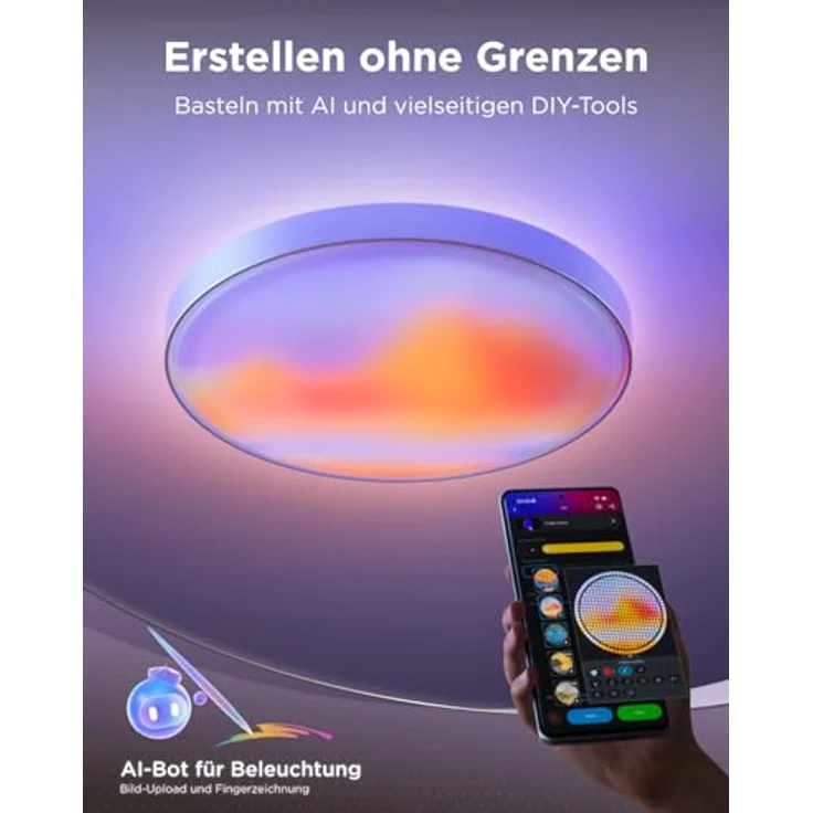 Govee Deckenlampe Ultra RGBWWIC, 616 LED-Pixel, 5000 lm, 2700K-6500K, KI-Lichtszenen, Matter, Smart Home – Bild 4