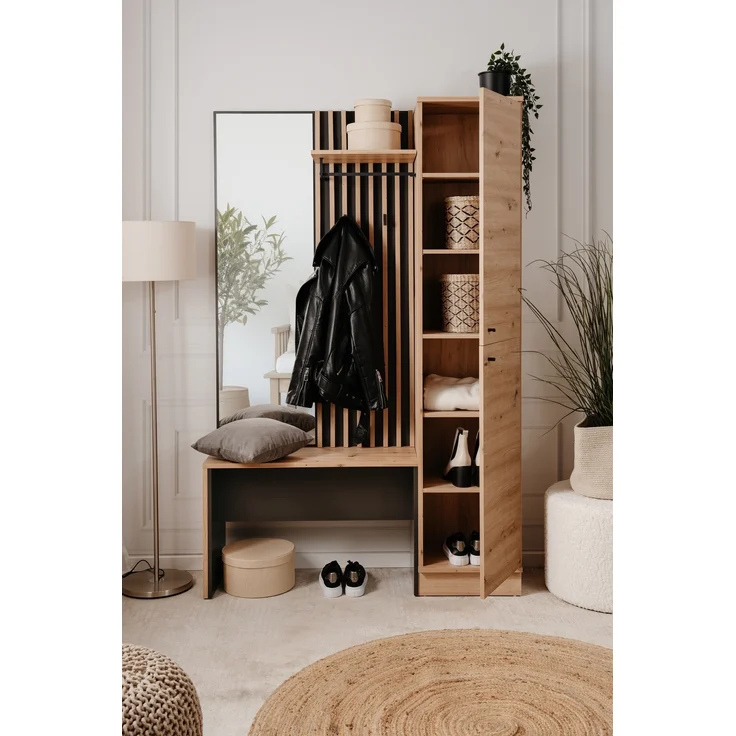 Kompaktgarderobe >Medan< in Dekor Artisan Oak / anthrazit - 122x190x37cm (BxHxT) – Bild 3