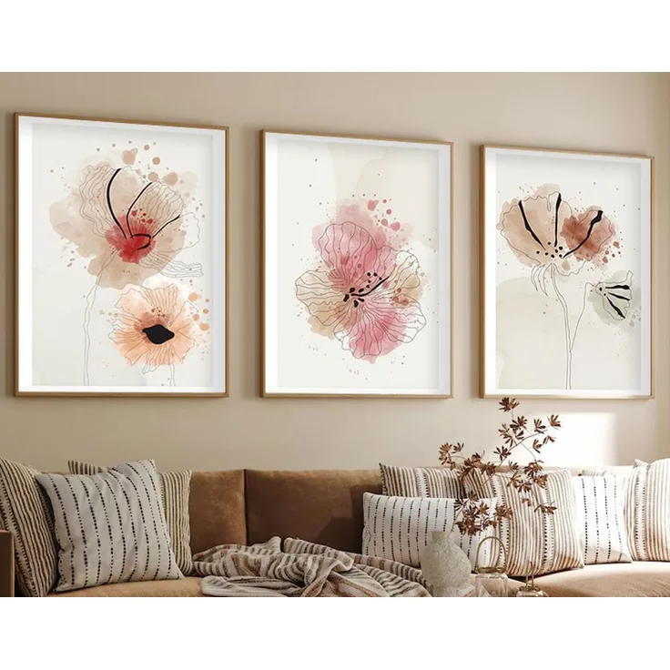 Wallity Leinwandbild Painting: 100% MDF (Thickness: 3 mm), 50 x 70 cm (3 Pieces) E1502, (3 St)
