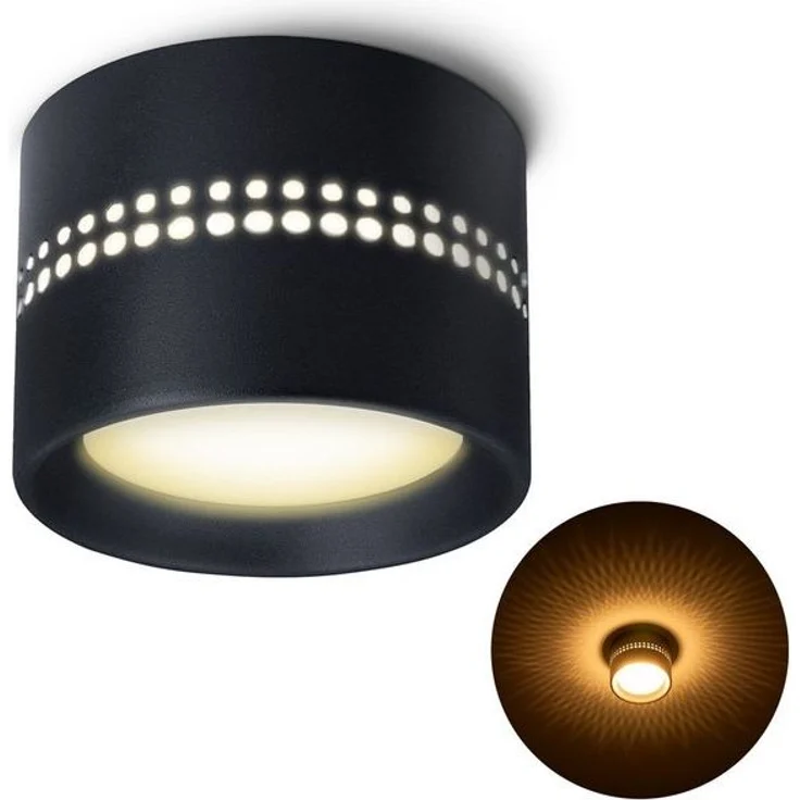 SSC-LUXon LED Aufbaustrahler ALAPI Deckenleuchte Spot schwarz inkl. GX53 LED warmweiß, Warmweiß – Bild 4