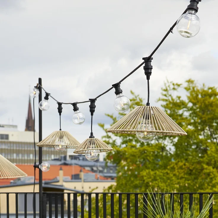 Outdoor Lampenschirm ,Vide' in Rattan-Optik, natur, klein – Bild 4