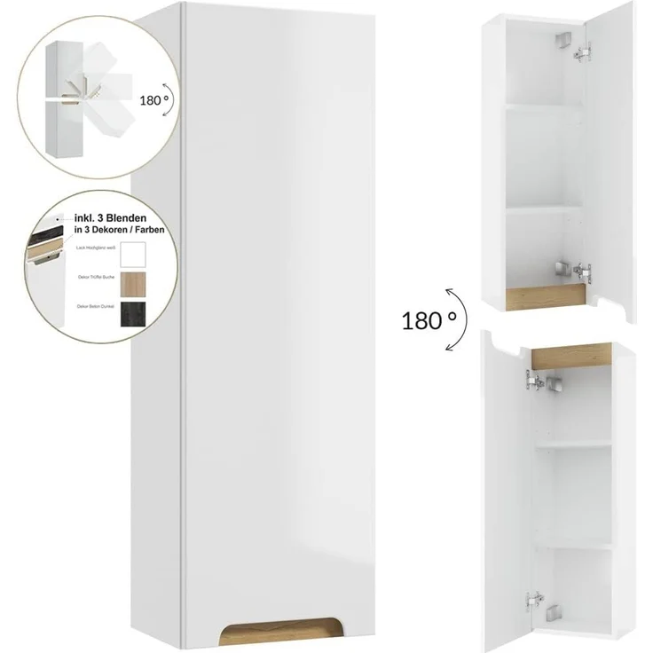 Lomadox Unterschrank SOFIA-107 weiß Hochglanz lackiert 30/90/22 cm – Bild 3