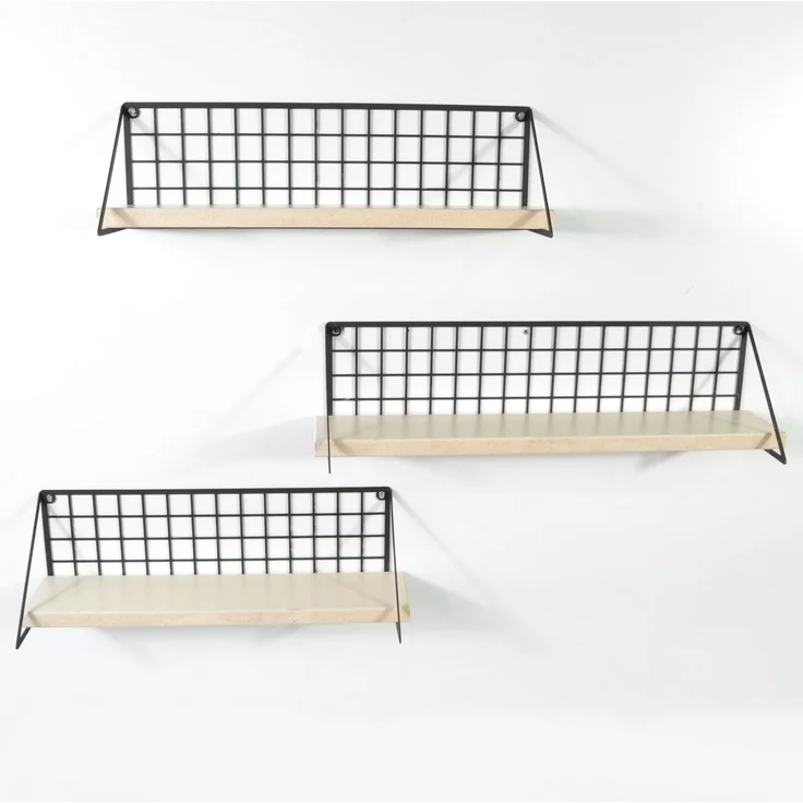 Skye Decor 'Wbask - 003 - Set' Metall-Küchenregal-Set (3-teilig), Schwarz / Natur, 44 x 12,5 x 12 cm – Bild 4