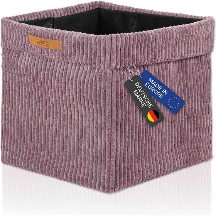 Lycce faltbare Aufbewahrungsbox, 4er Set - Cord, passend für Kallax Regal, abnehmbarer Bezug, robust, formstabil Altrosa 31x33x33cm – Bild 2