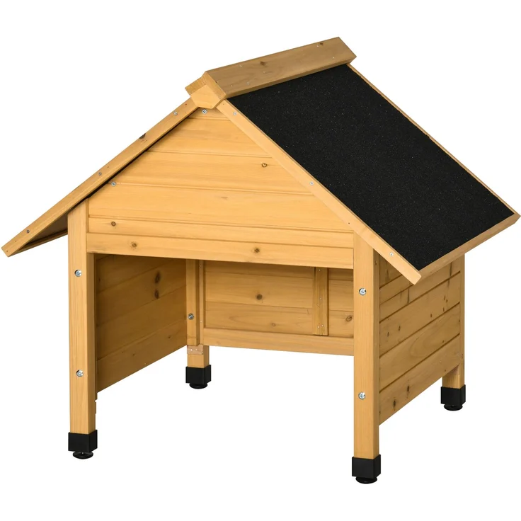 MELAYR, Holzgarage für Rasenmäher Roboter Mähroboter Garage Carport für Rasenroboter Sonnen- &, 75 x 76 x 70 cm, Gelb – Bild 2