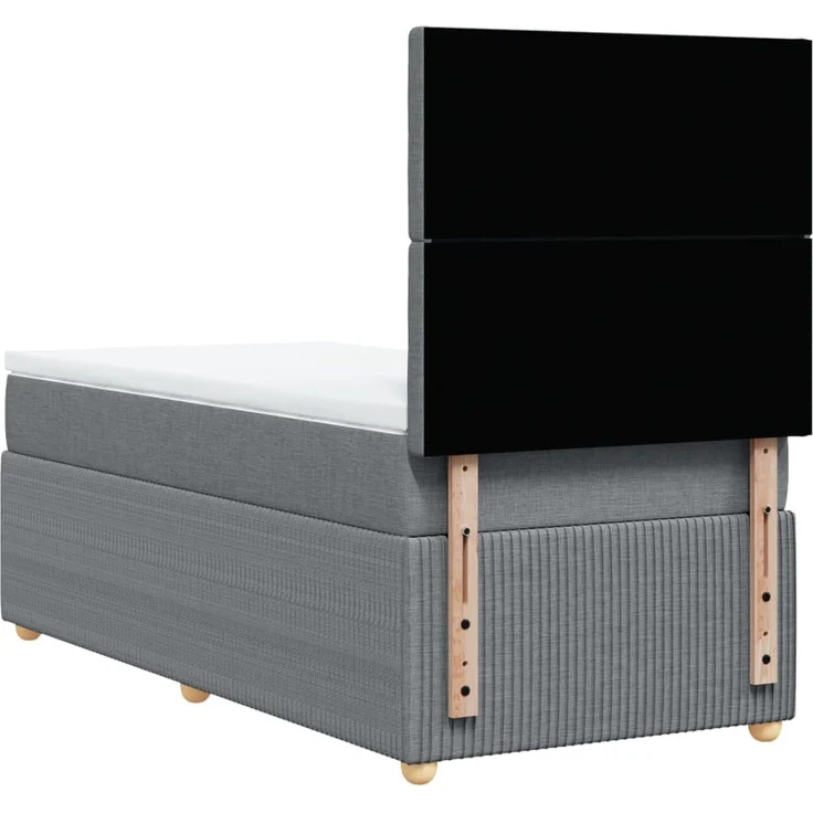 vidaXL Boxspringbett mit Matratze Hellgrau 90x200 cm Stoff 3294253 – Bild 8