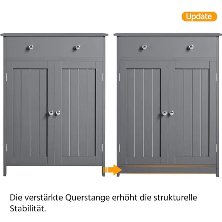 Yaheetech Badezimmerschrank Unterschrank Badschrank mit Doppeltür und Schublade Bodenschrank Badkommode Küchenschrank Aufbewahrungsschrank fürs Badezimmer Küche Wohnzimmer, Dunkelgrau – Bild 9