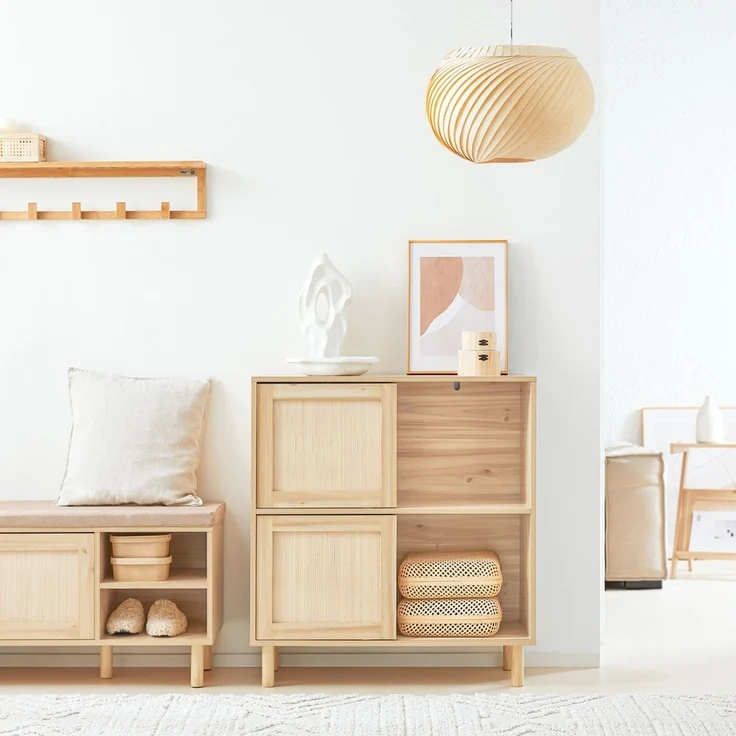 SoBuy FSB87-N Sideboard, MDF, Papierfurnier, Natur, 80 x 87 x 35 cm – Bild 10