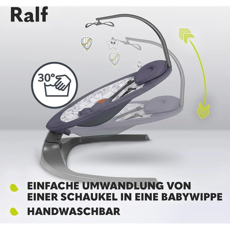 LIONELO Ralf 2in1 Babywippe und Liegestuhl, Fernbedienung, 12 Melodien, zwei Schaukelrichtungen, 5 Schaukelgeschwindigkeiten, Sperrung, Rückenlehnenverstellung, Timer, leiser Betrieb – Bild 3