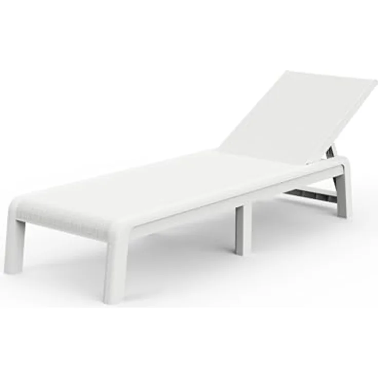 KETER Palma Sonnenliege für den Garten mit 4-Fach Verstellbarer Rückenlehne, klappbare Gartenliege, weiß, 187 x 58 x 29 cm, pflegeleicht, wetterfest und UV-beständig