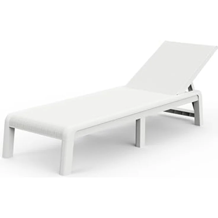 KETER Palma Sonnenliege für den Garten mit 4-Fach Verstellbarer Rückenlehne, klappbare Gartenliege, weiß, 187 x 58 x 29 cm, pflegeleicht, wetterfest und UV-beständig – Bild 1