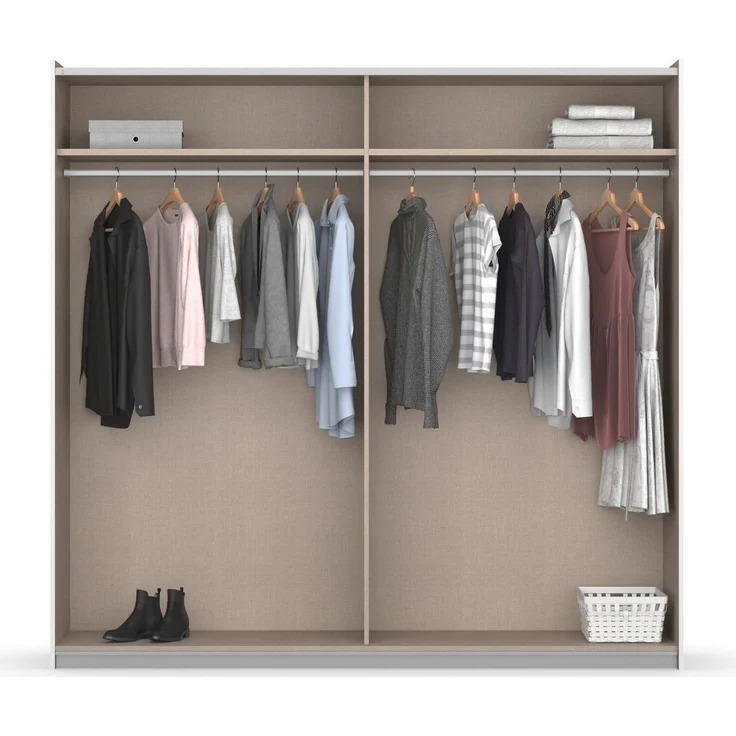 Rauch Möbel Neo, Schwebetürenschrank, Kleiderschrank, Kleiderschränke, Garderobe, Schrank mit Stauraum, 2-türig, Farbe Eiche Artisan/Grau-metallic, 218 x 210 x 59 cm – Bild 4