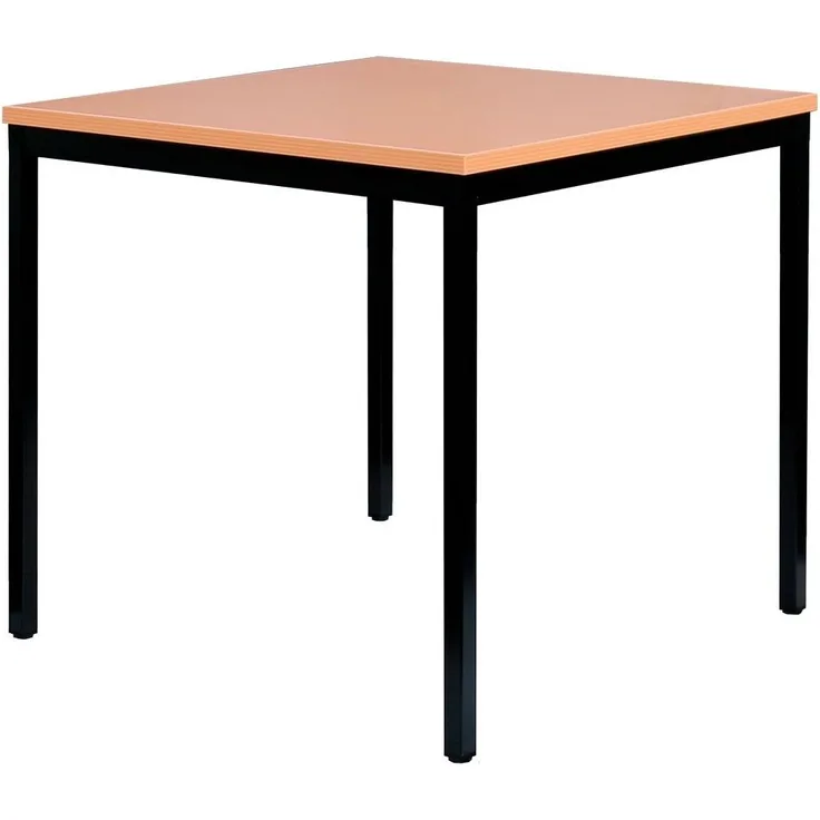 Schreibtisch Profi Besprechungstisch Büromöbel Verkaufstisch Computertisch 80x80 cm RAL 9005 Schwarz/Buche Dekor 331011