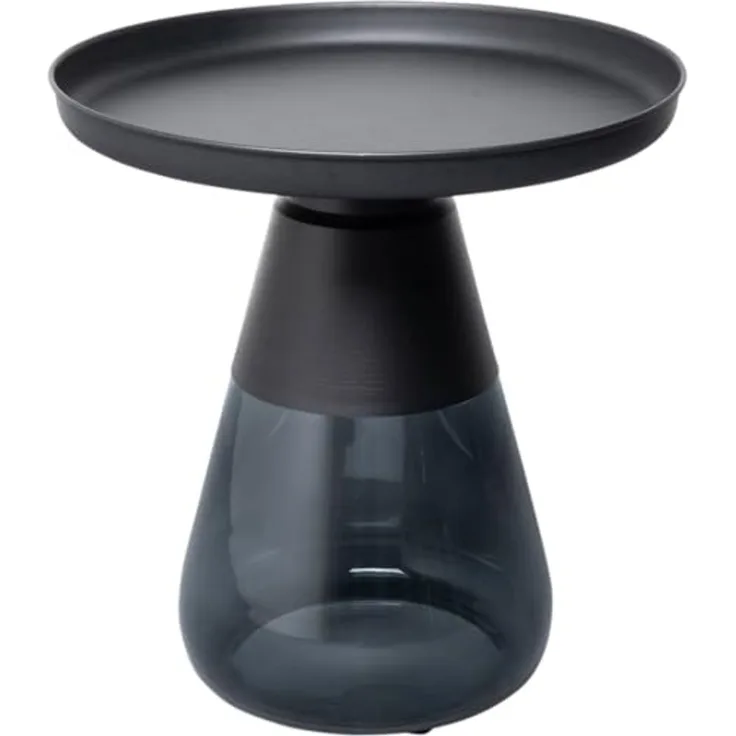 Kare Design Beistelltisch Bottiglia Smoke, Schwarz, 50cm Durchmesser, Luxuriöses Modernes Design, Rund, Leicht, Couchtisch, Wohnzimmertisch, Tischplatte Stahl, Gefärbtes Glas, 52 x 50 x 50 cm (H/B/T)
