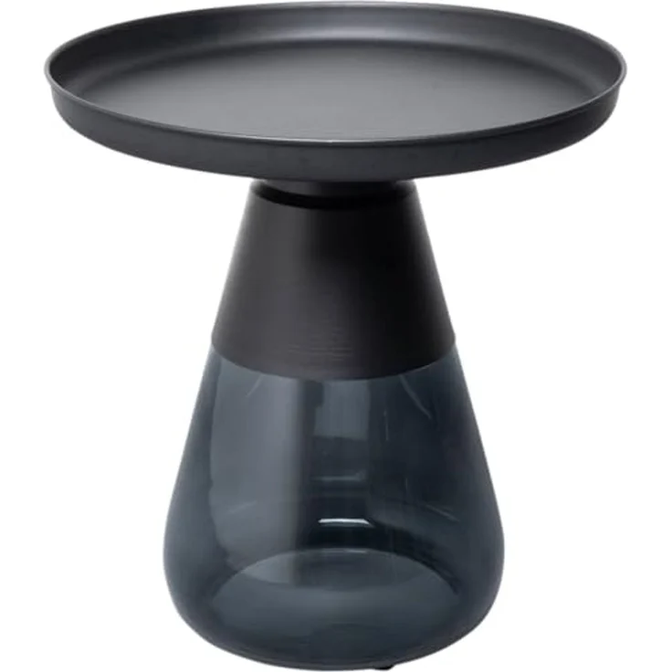 Kare Design Beistelltisch Bottiglia Smoke, Schwarz, 50cm Durchmesser, Luxuriöses Modernes Design, Rund, Leicht, Couchtisch, Wohnzimmertisch, Tischplatte Stahl, Gefärbtes Glas, 52 x 50 x 50 cm (H/B/T) – Bild 1
