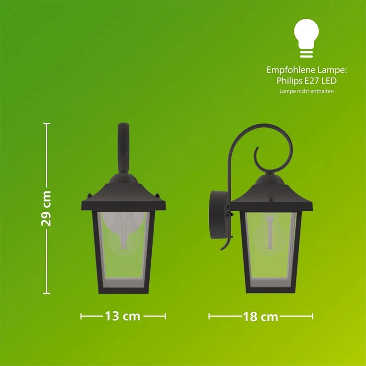 Philips Buzzard wall lantern black 1x60W 230V – Bild 7
