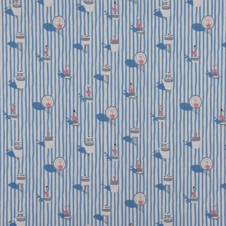 SCHÖNER LEBEN. Tischläufer SCHÖNER LEBEN. Tischläufer Canvas Flamingo Streifen maritim hellblau, handmade – Bild 2