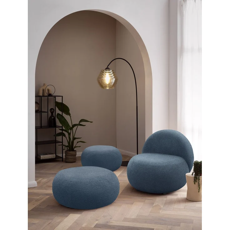 DOMO. collection Sessel 700 016, Polstersessel, rund, gepolsterte Rückenlehne, Füße mit Filzgleitern, Armsessel, Polsterganitur, 73 x 75 x 76 cm (BxTxH), blau – Bild 1