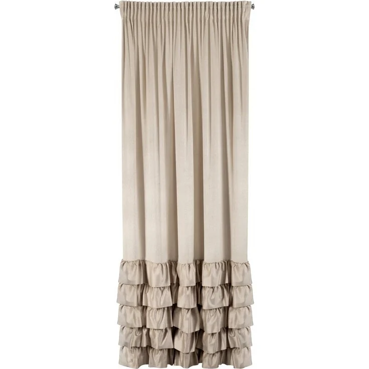 Vorhang DANI mit Rüsche Velours Samtvorhänge beige 140x270 cm Kräuselband – Bild 3