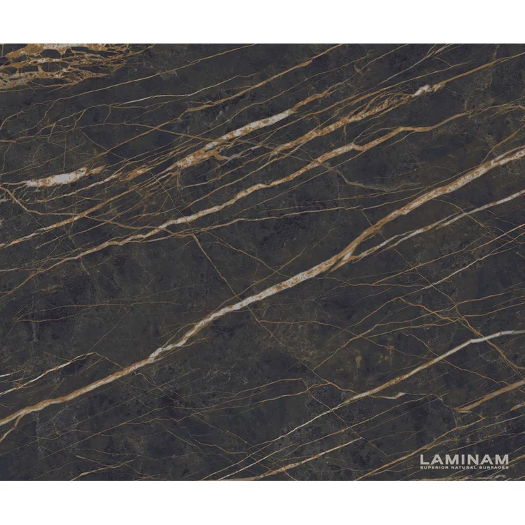 Esstisch Edge 200-300x100 Keramik Laminam®Noir Desir Braun V-Gestell Flachstahl Schwarz ausziehbar – Bild 3
