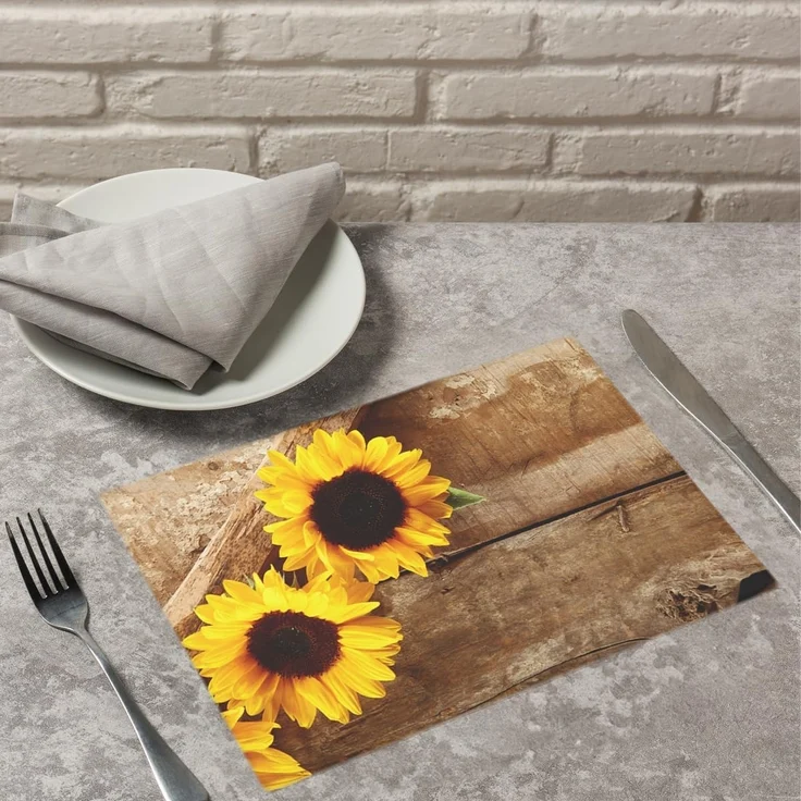 matches21 HOME & HOBBY Platzset Abwaschbare Tischsets 4er Set Sommer Sonnen-Blumen, (4-St), Platzsets als Tisch-Untersetzer und Tisch-Deko für Esstisch Teller – Bild 5