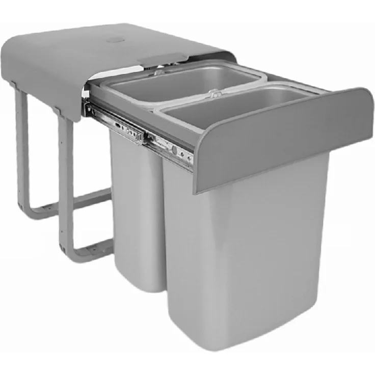 Einbau Abfallsammler ab 40cm Unterschrank Aladin 2x 8 L Mülleimer grau – Bild 2