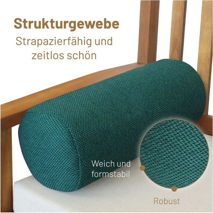 Herlag Nackenrolle LUXE, 65x20 cm oder 40x15 cm Nackenrolle, Kissenrolle, Dekokissen, waschbar – Bild 3