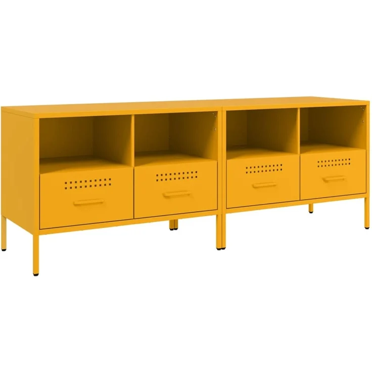 2 pcs TV-Schrank, Lowboard TV Senfgelb 68x39x50,5 cm Stahl – Bild 2