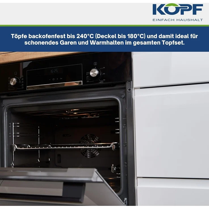 Kopf Topf-Set Merkur 4-teilig, Edelstahl (4-tlg), Induktionstöpfe mit Schüttrand, Literskala und Glasdeckel – Bild 5
