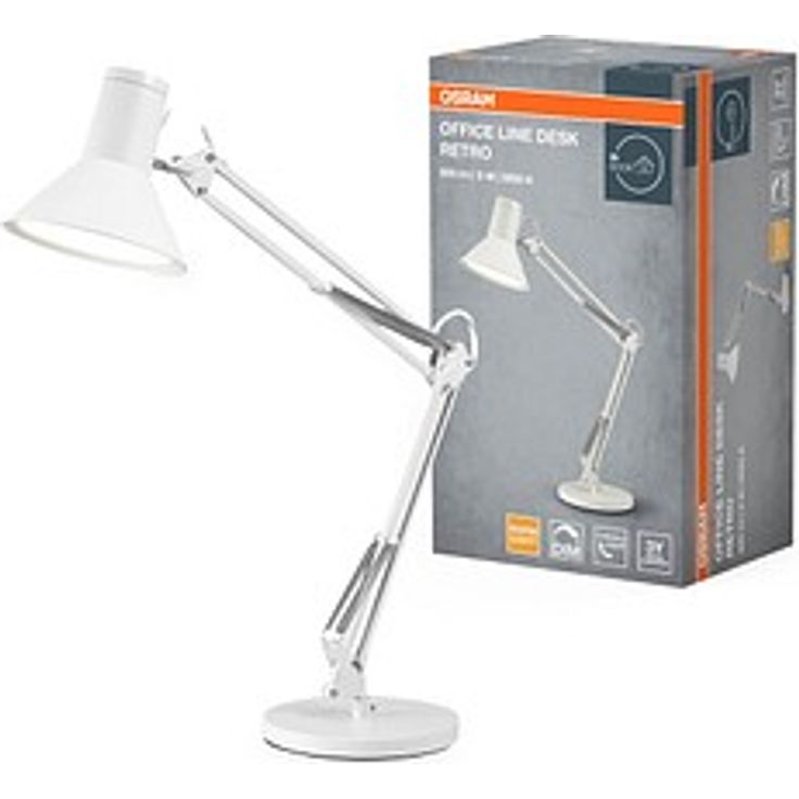 OSRAM Office Line Desk Retro Tischlampe, 9 W LED mit Dimmer und warmweißem Licht, weiß