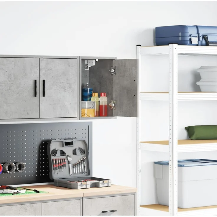 vidaXL Garagen-Wandschrank Betongrau Holzwerkstoff 860613 – Bild 1