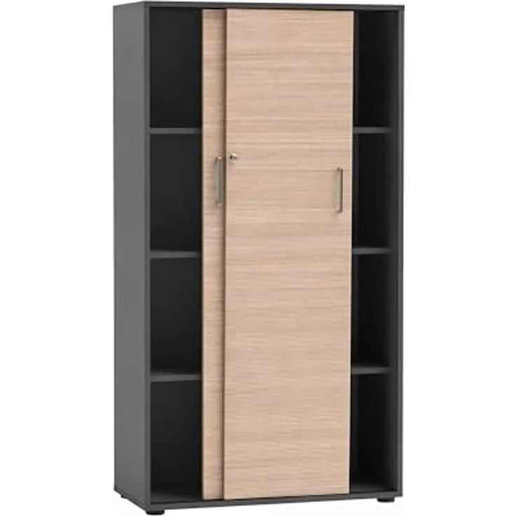 Schildmeyer Aktenschrank Metz 702095, abschließbar, anthrazit/Canello Eiche Dekor, 80 x 38,2 x 150 cm – Bild 4
