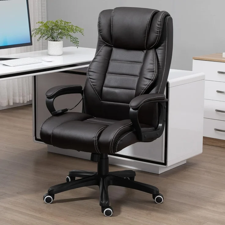 Vinsetto Schreibtischstuhl Bürostuhl mit Massagefunktion (Bürostuhl mit Massage, 1 St), 6 Vibrationspunkte, Leinen-Gefühl, einstellbar, Schwarz – Bild 2