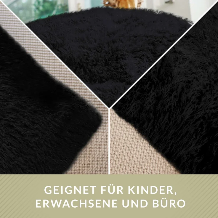 Green Bean® XXL-Sitzsack Fellotpik mit Füllmaterial (EPS Perlen - 380 Liter) - Indoor Maße ca 180 x 140 cm - Bean Bag - Schwarz – Bild 3