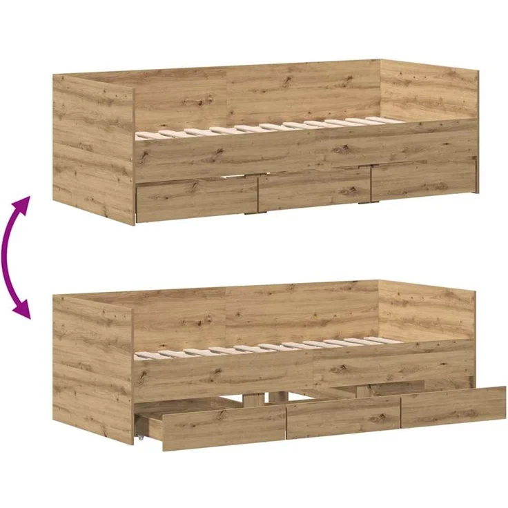 vidaXL Tagesbett mit Kopfteil Artisan-Eiche 90 x 190 cm Holzwerkstoff 3333997 – Bild 10