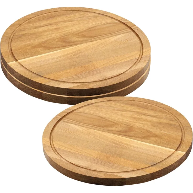 3er Set Schneide- / Servierbrett, Eiche - Ø 40cm, Stärke 2,5cm