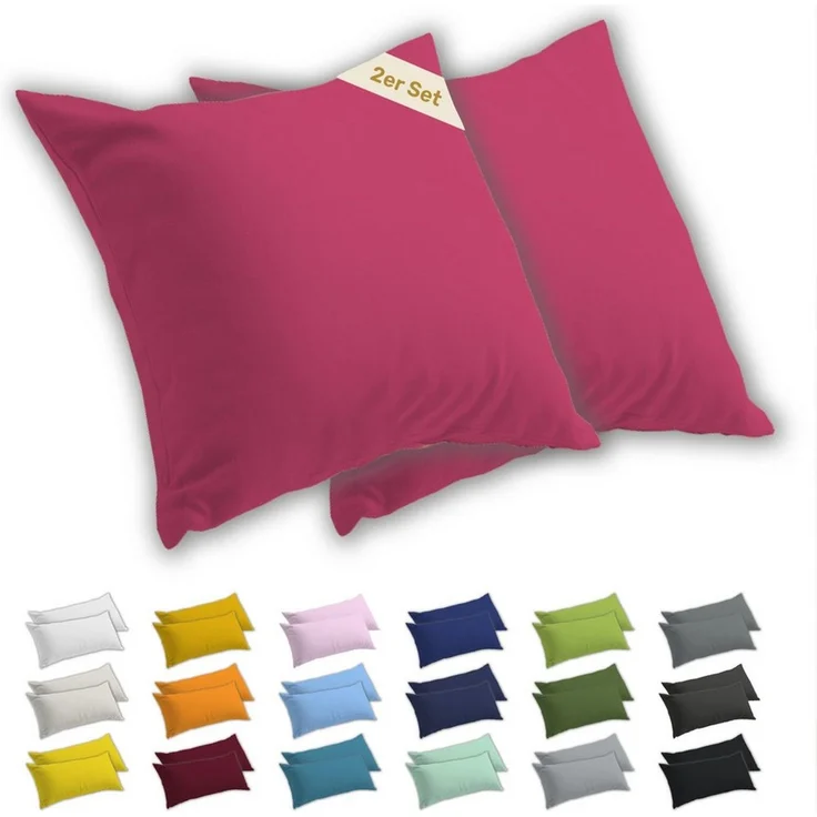 Lavea Kissenbezug 2er Set Kissenhülle Jersey, 100% Baumwolle, Kissenbezüge, (2 Stück), allergikerfreundlich - sicherer YKK-Reißverschluss - waschbar 60°C – Bild 1