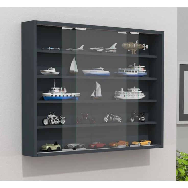 VCM Wandvitrine Agisa 918280 Anthrazit H. 60 x B. 77 x T. 10 cm – Bild 1