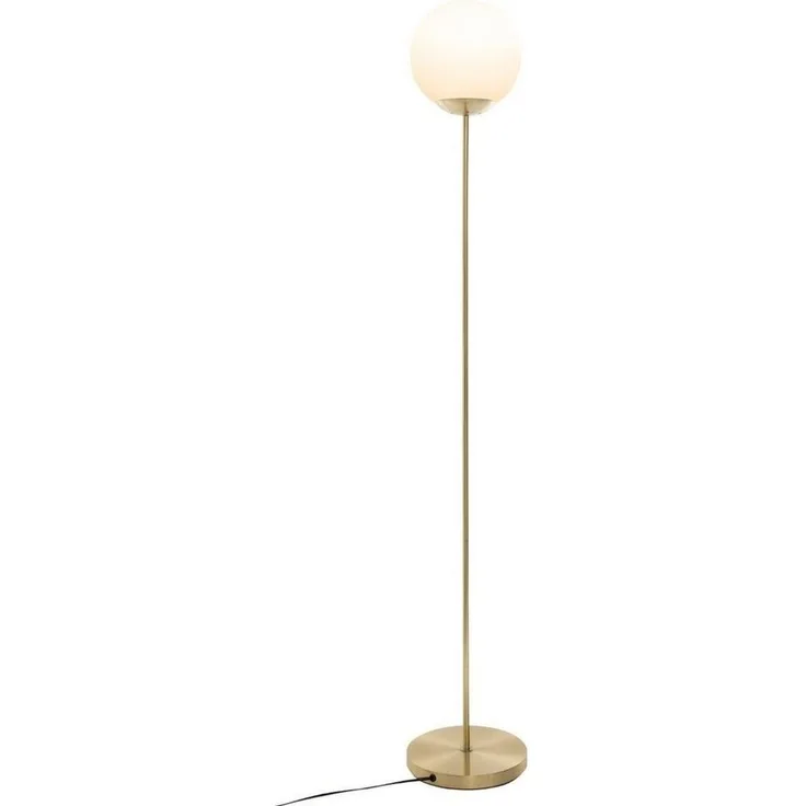 Stehlampe mit rundem Lampenschirm, Metall, gold, 134 cm - Atmosphera