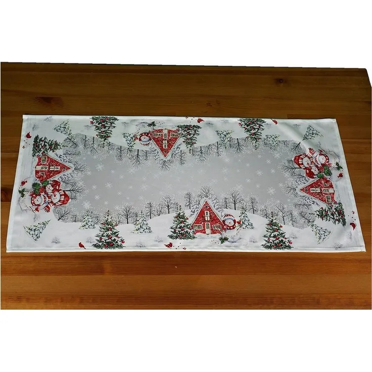 texpot Tischdecke Tischwäsche Druck Schneemannfamilie farbig Winter Weihnachten (1-tlg)