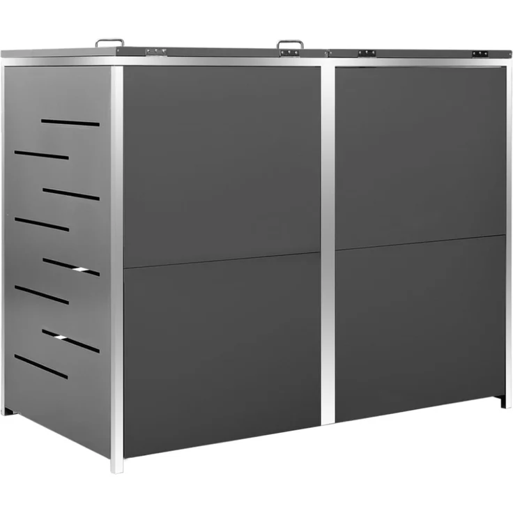 vidaXL Mülltonnenbox für 2 Tonnen 138x77,5x112,5 cm Edelstahl 149555 – Bild 12