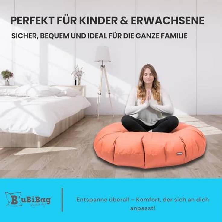 BubiBag Sitzsack für Erwachsene -Indoor Outdoor XL Sitzsäcke, Sitzkissen oder als Gaming Sitzsack, geliefert mit Füllung (125 cm Durchmesser, Sunflower) – Bild 5