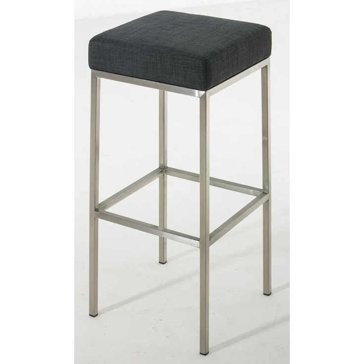 2er Set Barhocker BIDAN - Stoff Dunkelgrau 37x37x85 cm | Barstuhl Mit Lehne Tresenhocker Tresenstuhl Kneipenhocker Kneipenstuhl – Bild 2