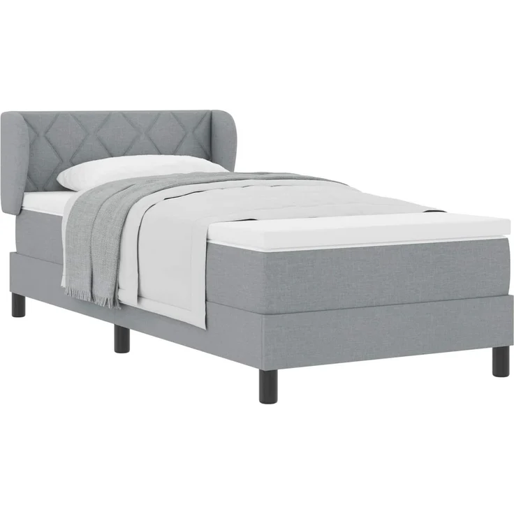 vidaXL Boxspringbett mit Kopfteil Hellgrau 90 x 190 cm Stoff 3340059 – Bild 2