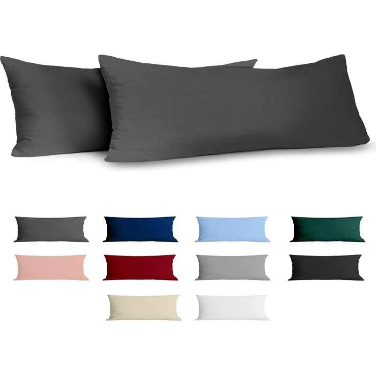 Kissenbezug 80x80 Baumwolle Renforcé (2er-Set) - Anthrazit - Dicht gewebt mit 57 Fäden/cm² - Kissenbezug 80x80 cm - Oeko Tex Zertifiziert - Dreamzie – Bild 1