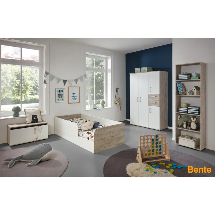 Bodenbett »Bente« 90 x 200 cm, Eiche-Sand / Weiß, Arthur Berndt – Bild 4