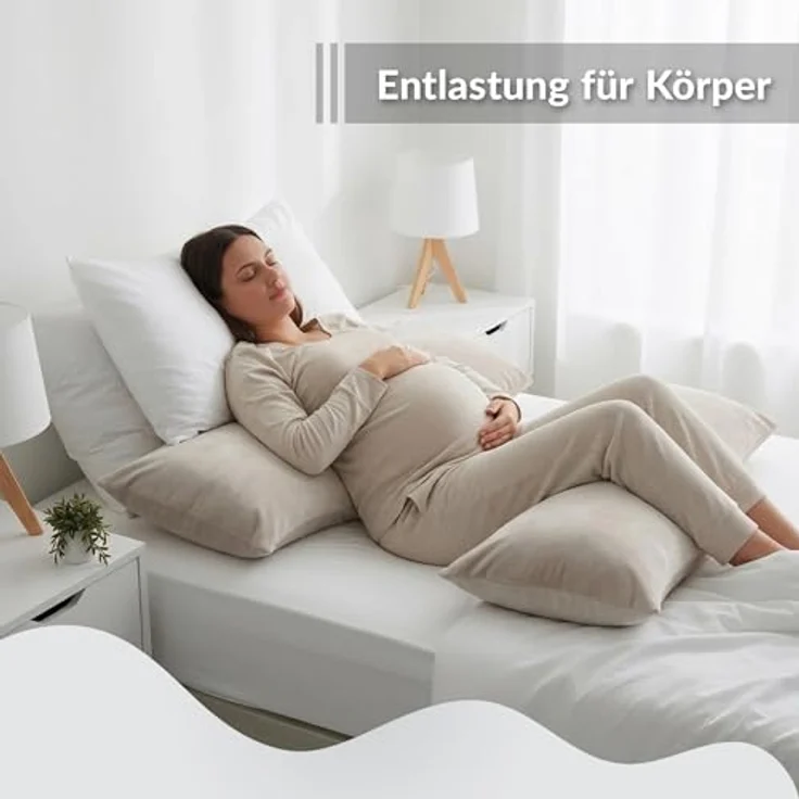 Totsy Baby Seitenschläferkissen mit Bezug Velvet 40x145 cm - Komfortkissen Schlafkissen Seitenschläfer Body Pillow Seitenschlafkissen Black – Bild 4