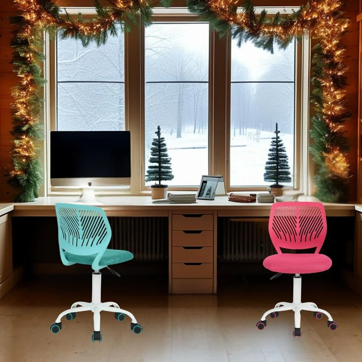 FurnitureR 2X Höhenverstellbarer Drehstuhl - Ergonomischer Schreibtischstuhl für Kinder/Jugendliche, Drehbarer Bürostuhl mit Rollen für Homeoffice & Kinderzimmer – Bild 1